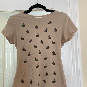 Bunny Print Short Sleeve Fitted Tee
